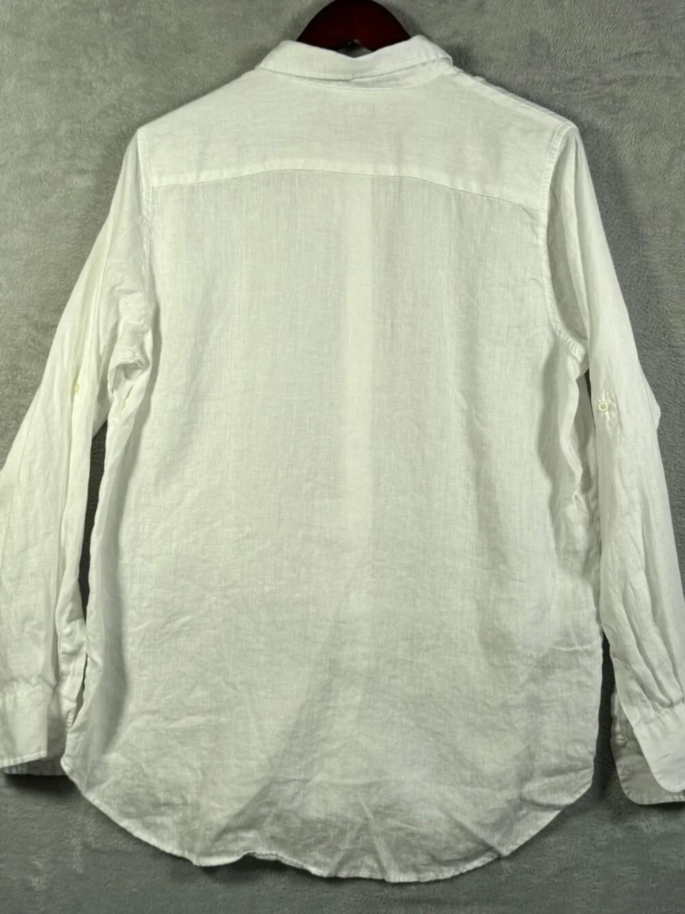 Lauren Ralph Lauren Shirt Womens L White 100 Linen Roll Tab Sleeve $125
